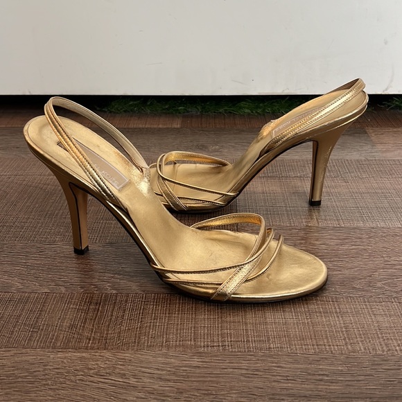 Michael Kors Gold Metallic Sandal Slingback Heels - Picture 1 of 9